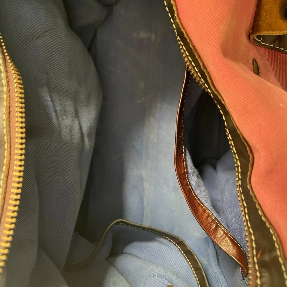 Cole Haan Men’s Large Leather Canvas Shoulder Duffle Bag